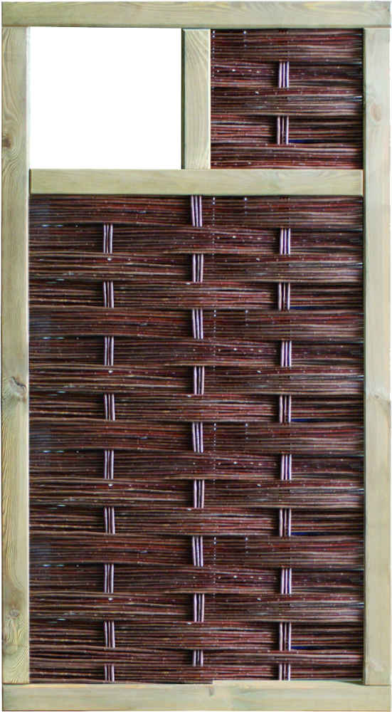 LABO-3D Weidengeflechtzaun 94 x 180 cm, 1 Fenster oben Rahmen 70 x 35 mm