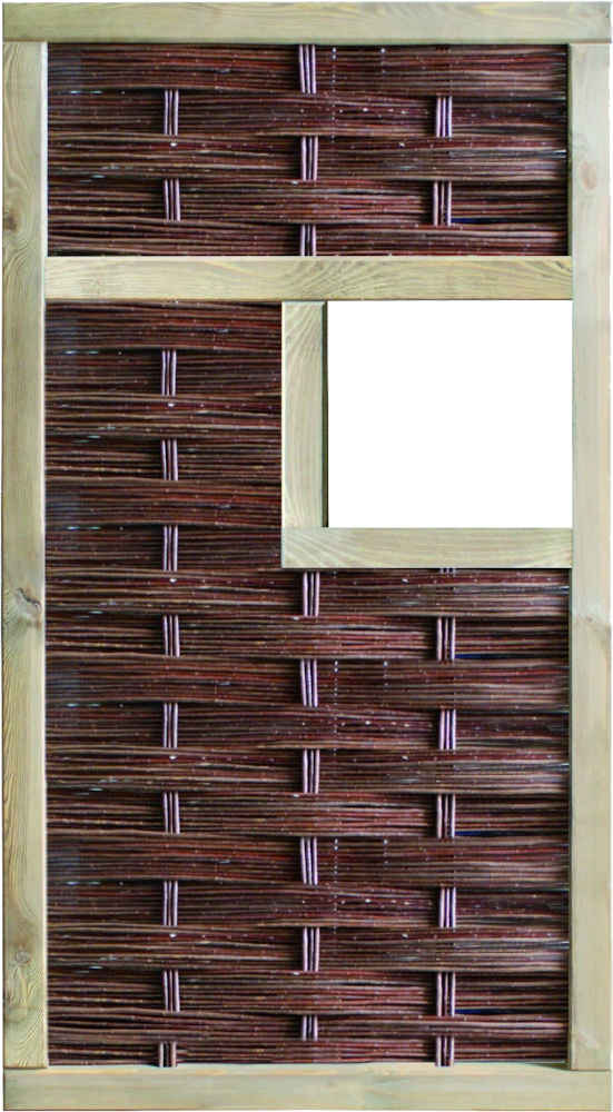 LABO-3D Weidengeflechtzaun 94 x 180 cm, 1 Fenster mittig Rahmen 70 x 35 mm