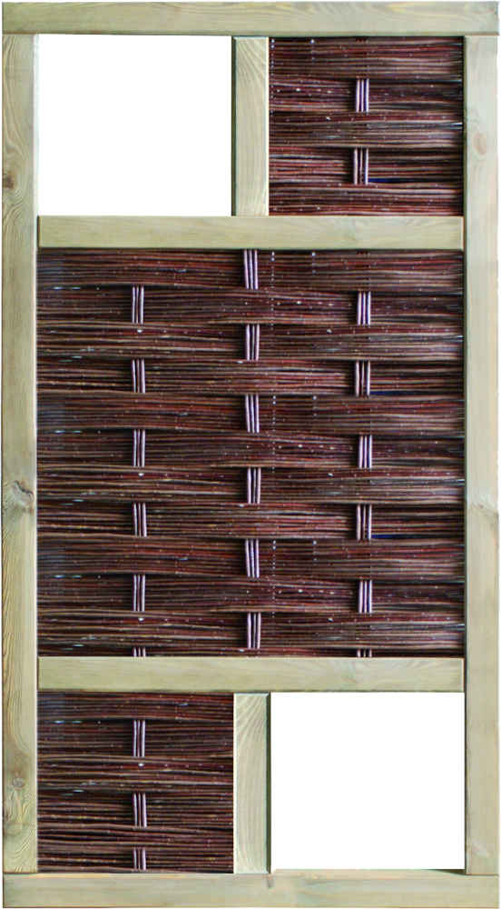 LABO-3D Weidengeflechtzaun 94 x 180 cm, 2 Fenster oben+unten Rahmen 70 x 35 mm