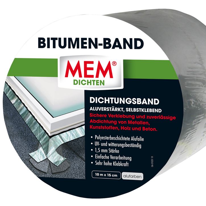 MEM Bitumen Band 15 cm x 10 m alu Dichtband Abdichten Bitumenband