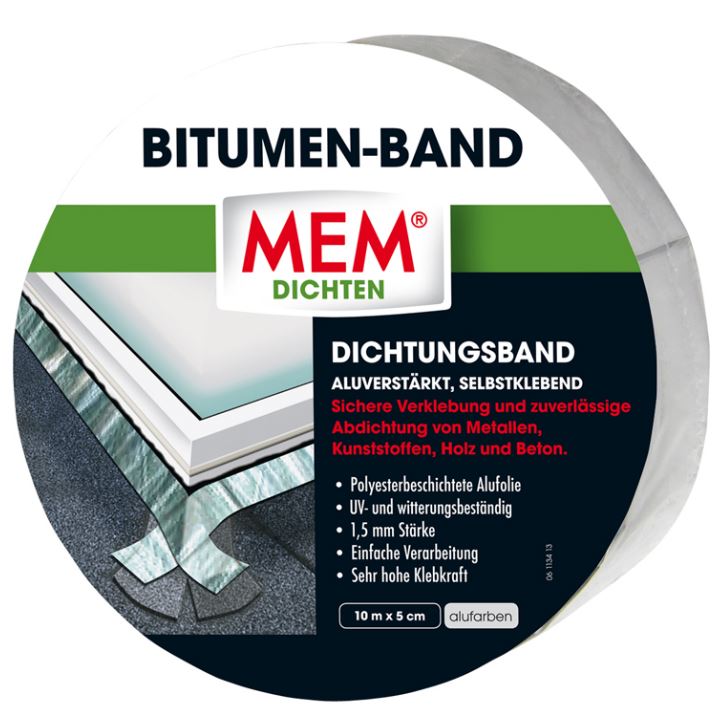 MEM Bitumen Band 5 cm x 10 m alu Dichtband Abdichten Bitumenband