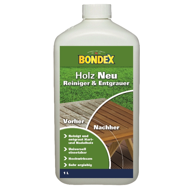 BONDEX Holz Neu Reiniger und Entgrauer 1 Liter Holzschutz Pflege
