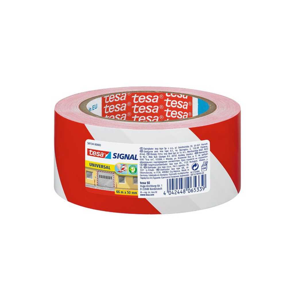 Tesa Markierungsband Rot Weiß 50m x 50mm