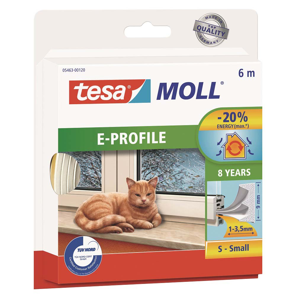 tesamoll® E-Profil Gummidichtung weiß für Spalten von 1 bis 3,5 mm