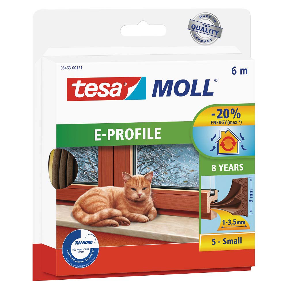 tesamoll® E-Profil Gummidichtung braun für Spalten von 1 bis 3,5 mm