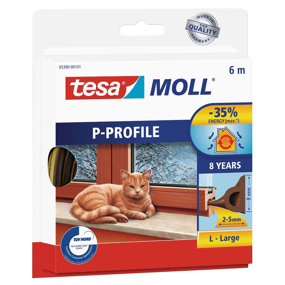 tesamoll® P-Profil Gummidichtung braun für Spalten von 2 bis 5 mm