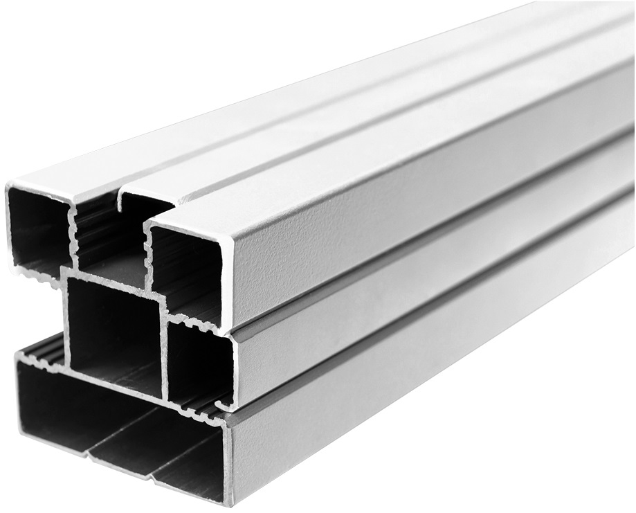 ECOSTECK-Pfosten Aluminium SILBER, 68 x 68 x 1800 mm inkl. Abstandhalter, Schienen + Kappen