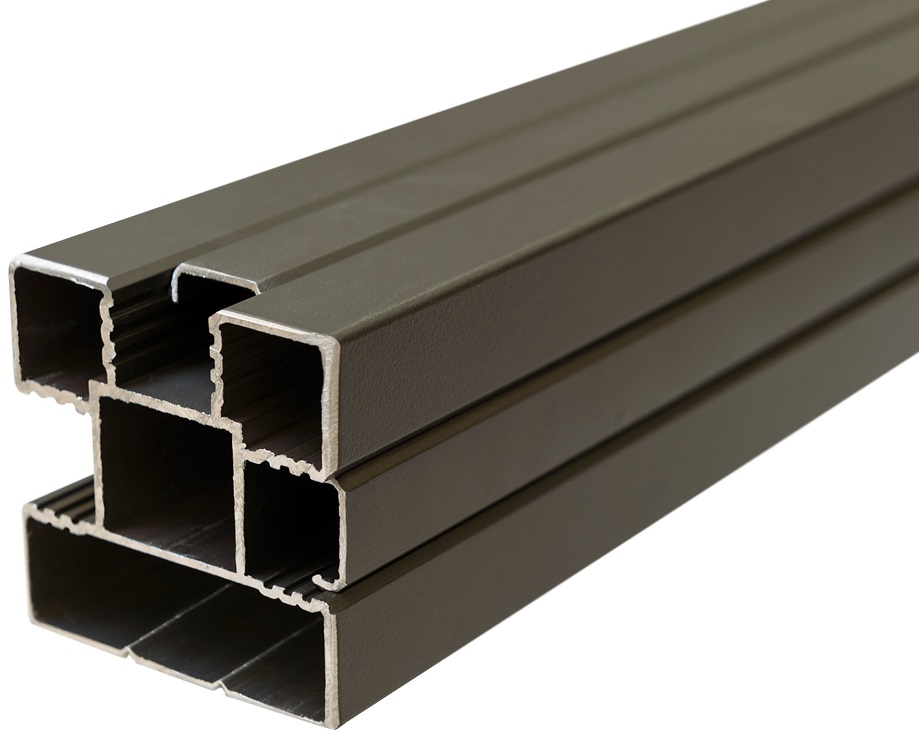 ECOSTECK-Pfosten Aluminium ANTHRAZIT, 68 x 68 x 1800 mm inkl. Abstandhalter, Schienen + Kappen
