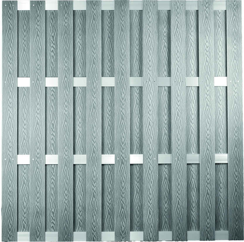 DALIAN-Serie ALU/Grau gebürstet 180 x 180 cm, WPC-Bretterzaun