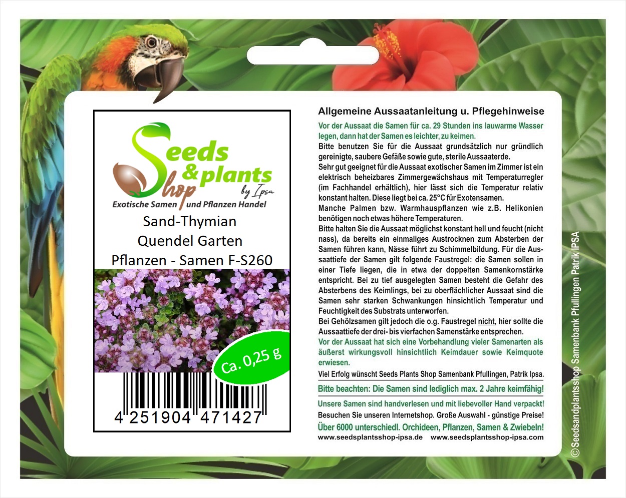 0,25 g Sand-Thymian Quendel Garten Pflanzen - Samen F-S260 | eBay