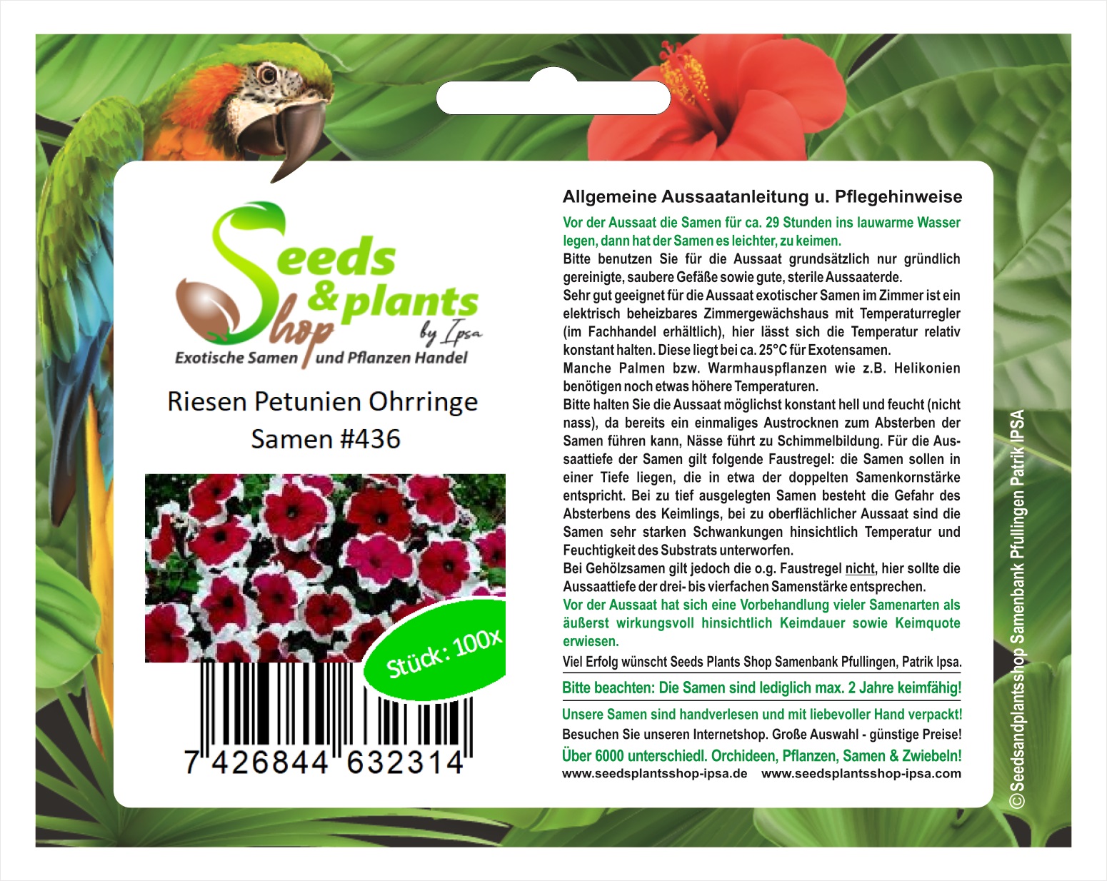 100x Riesen Petunien Ohrringe Samen Blumensamen Blume Pflanze
