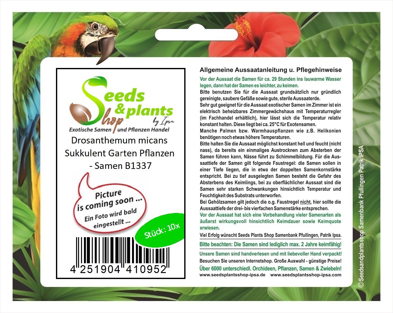 10x Drosanthemum micans Sukkulent Garten Pflanzen - Samen B1337