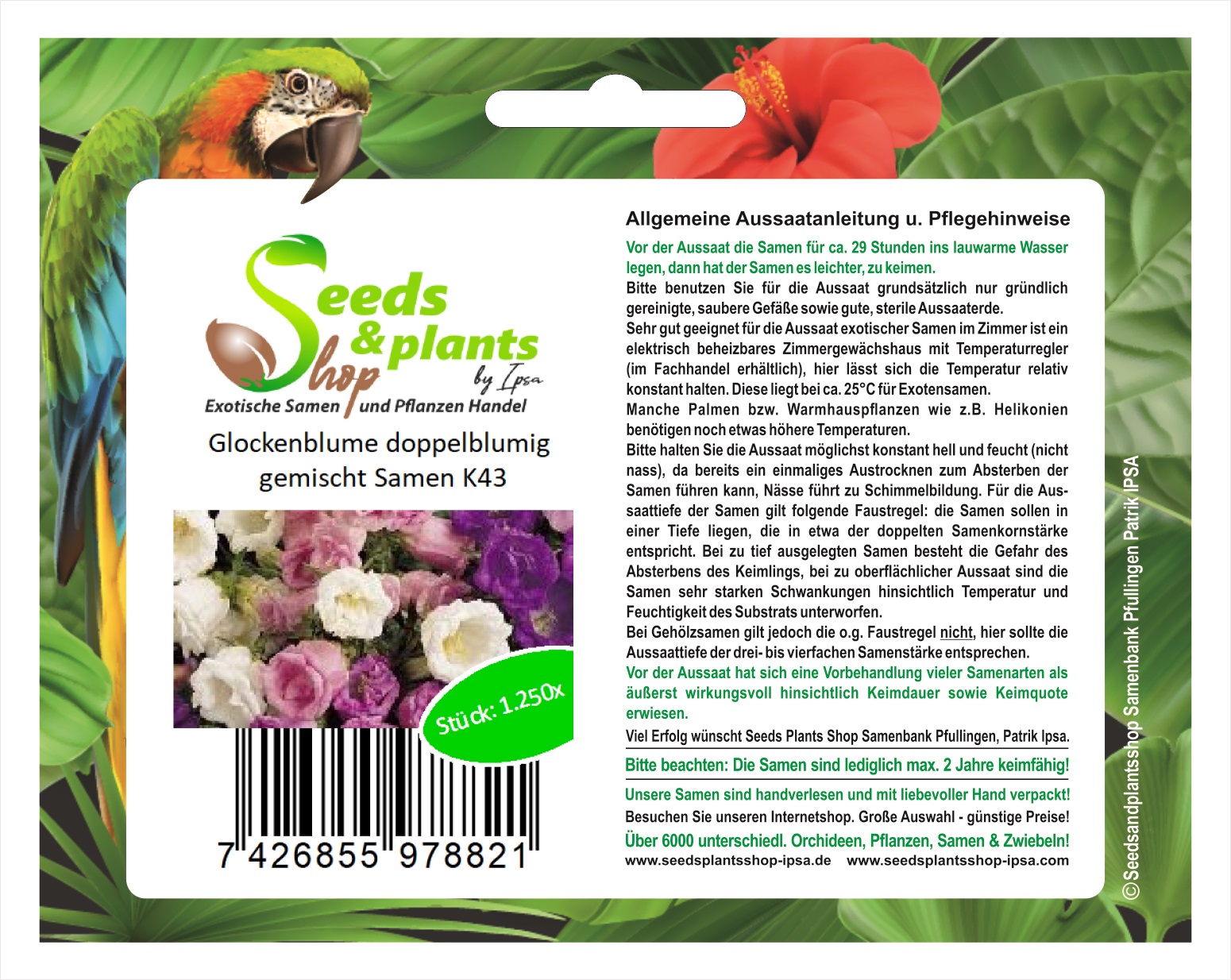 1250x Glockenblume Doppelblumig Gemischt Samen Pflanze Blumen Garten K43 Ebay