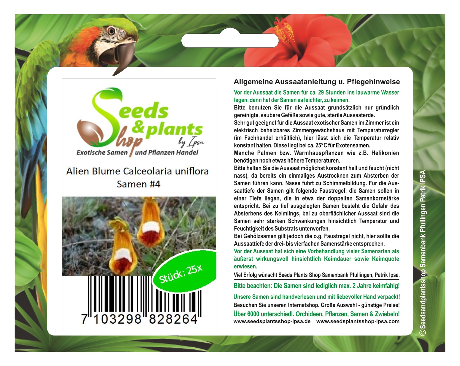 25x Alien Calceolaria Uniflora Blumen Pflanzen Samen 4 Gunstig