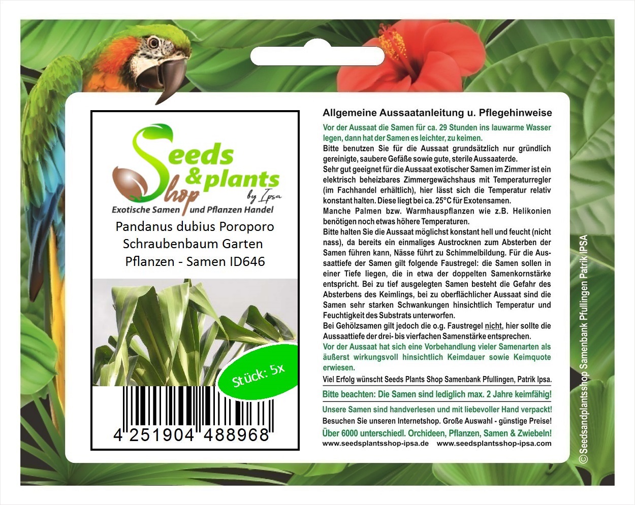 Schraubenbaum und Scheiben Blumengewächse Samen