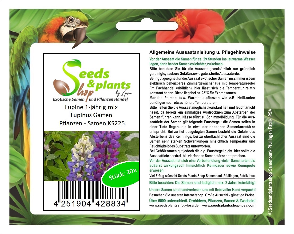 20x Lupine 1jährig mix Lupinus Garten Pflanzen Samen KS225