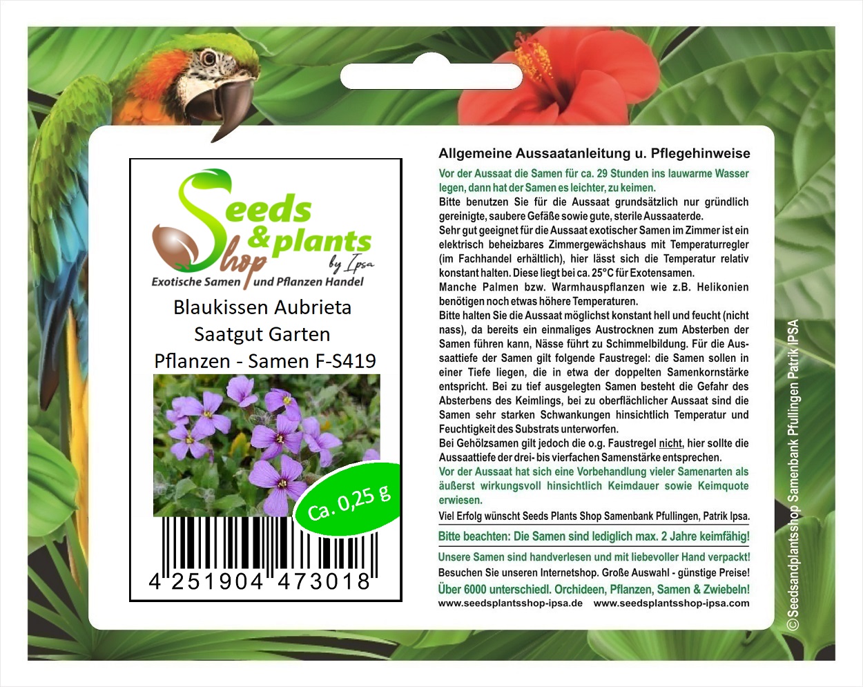 0,25 g Blaukissen Aubrieta Saatgut Garten Pflanzen - Samen F-S419