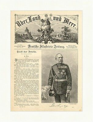 Wilhelm I. Deutsche Kaiser Holzstich Helm Uniform Abzeichen E 1881