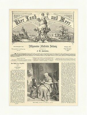 Theure Medizin Holzstich Schlesinger Großmutter Enkelin Korb Sessel  E 1827