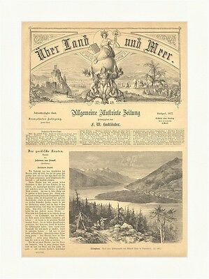 Silvaplana Holzstich Schweiz Graubünden Berge Gebirge See Brücke Kirche E 1863