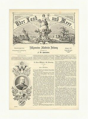 Zu Kaiser Wilhems 80. Geburtstag Holzstich Dünheim Deutsches Reich Krone E 1836