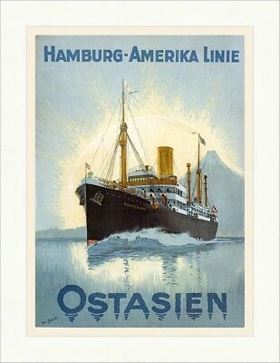 Ostasien Hamburg Amerika Line Reederei Dampfer Gold Kunstdruck Plakatwelt 267 