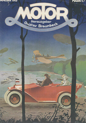 Titelseite Zeitschrift Motor Januar 1913 Braunbeck Fahrzeuge Motor Original 366