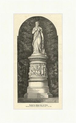 Denkmal der Königin Luise für Berlin Holzstich Encke Statue Säule  E 1837
