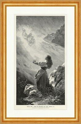 Maria hilf! Hans Fechner jun. Beten Himmel Glaube Berge Holzstich A 1720 Gerahmt