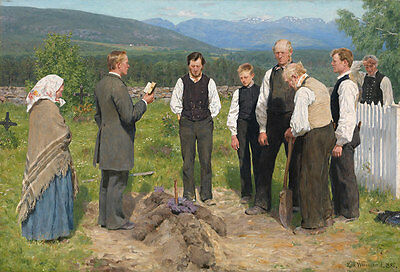 Peasant Burial Erik Werenskiold Begräbnis Grab Tod Trauer Bauern B A3 01676