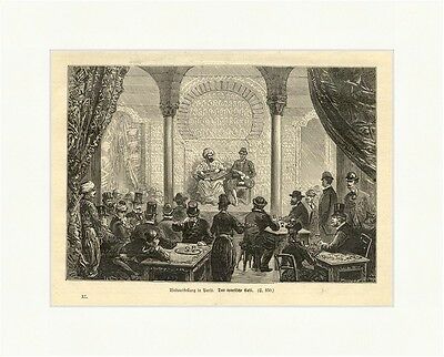 Weltausstellung in Paris. Das tunesische Cafe Holzstich Leier Zylinder E 1872