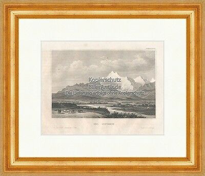 Der Caucasus Stahlstich Hochgebirge Eurasien Meyers Universum 0309 Gerahmt