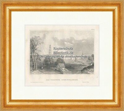 Das Troizker Sergiuskloster Stahlstich Sagorsk Meyers Universum 0322 Gerahmt