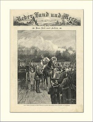 Kaiser Wilhelm II Bismarck Ehrenpallasch Holzstich L971