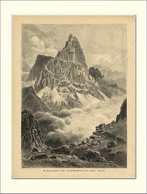 DER CIMON DELLA PALA IN TIROL VON HERMAN HEUBNER Orig. von 1892 HOLZSTICH L906