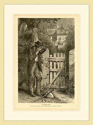Der verlorene Sohn von B. Woltze Heimkehr Reue Heimat Holzstich GL III 674