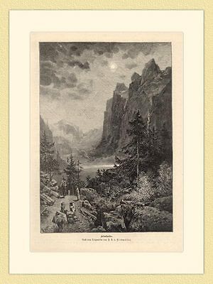 Klönthalsee nach dem Ölgemälde von F. X. v. Riedmüller HOLZSTICH II 956