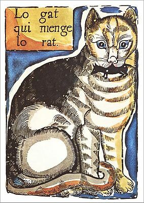 Die Katze frisst die Maus Plakat Holzschnitt von Pere Abadal Plakat 195