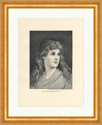 Unschuld Gabriel Max Portät Frauen Lange Haare Ausdruck Holzstich A 1829 Gerahmt
