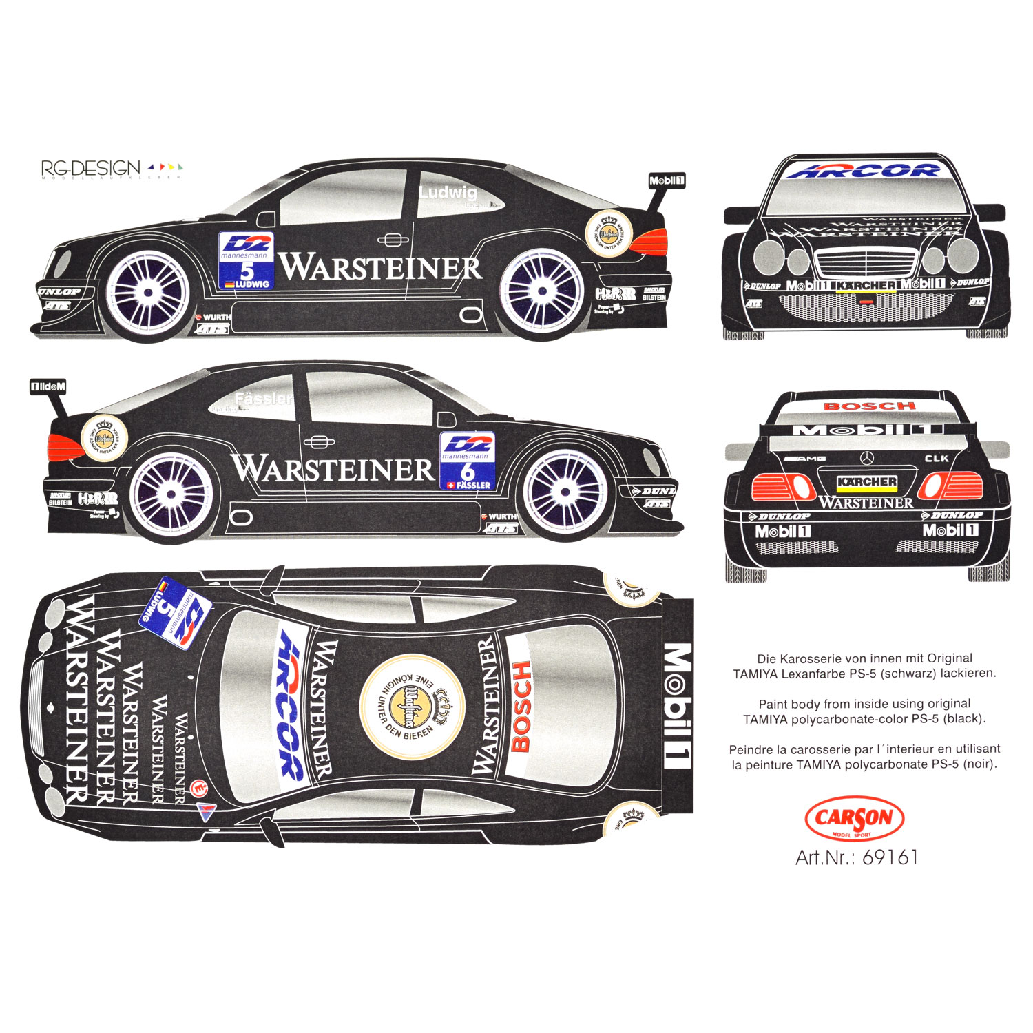 Feuille Décorative 1:10 Mercedes Benz CLK Vodafone DTM Carson 69074 - Foto 6