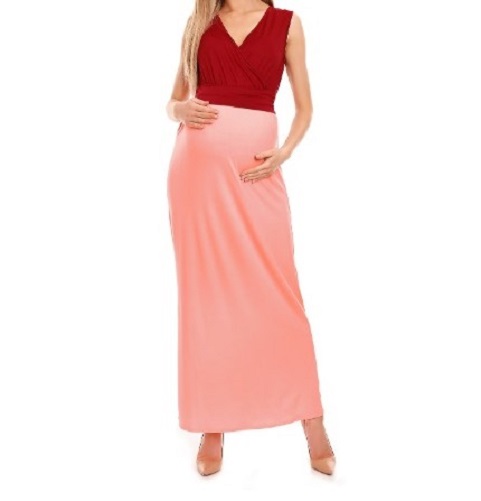 Peekaboo Umstandskleid Stillkleid Kleid Schwangerschaft Festlich Rot Orange S M