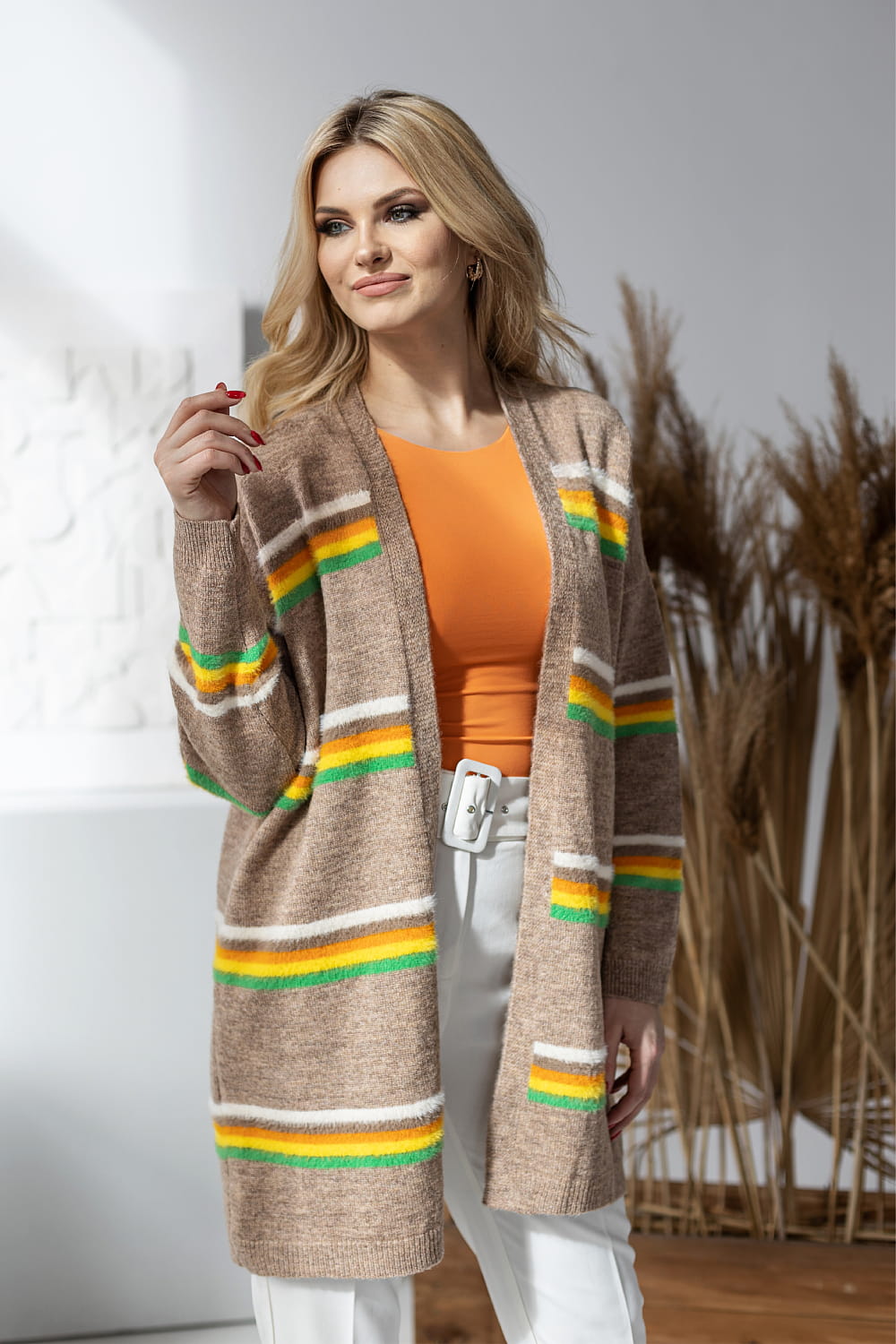 PeeKaBoo Cardigan Jacke Strickjacke für Damen Frauen Neu lang bunt gemustert - Bild 5 von 6
