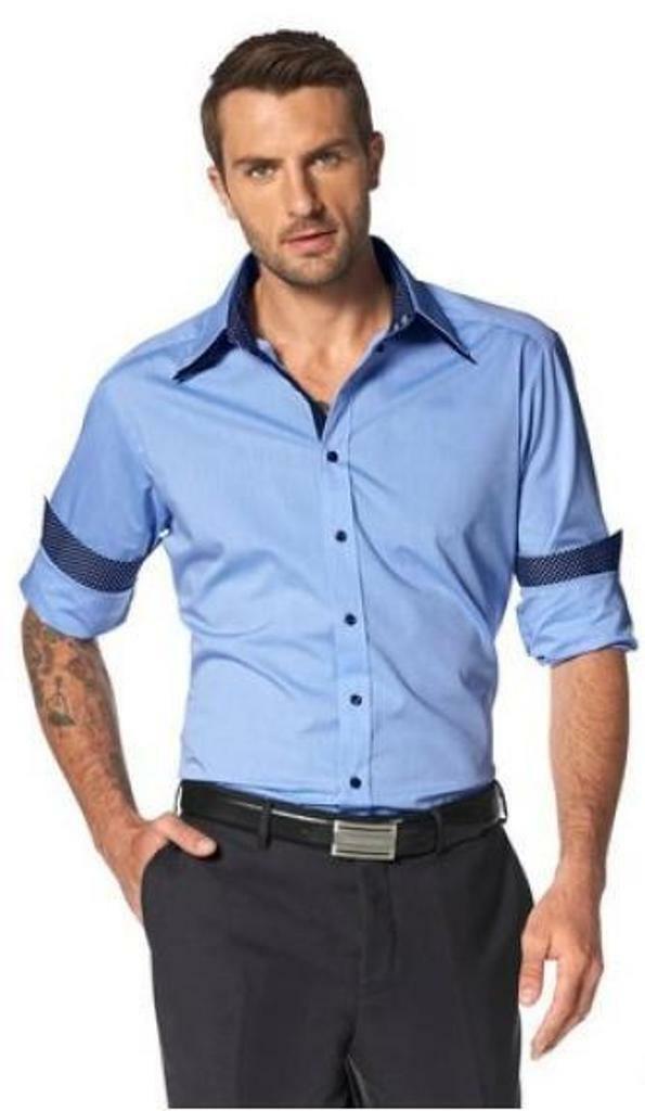 BRUNO BANANI Businesshemd Herrenhemd Gr 35/36 Hemd blau Langarm Markenware 