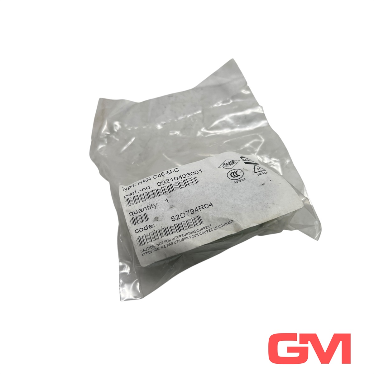 Harting 09210403001 Inserts, Crimp termination, Male, Polycarbonate (PC), RAL 7032 (pebble grey), Rated current: ‌10 A, Size: 16 B, Contacts: 40 — Connectors & Plugs