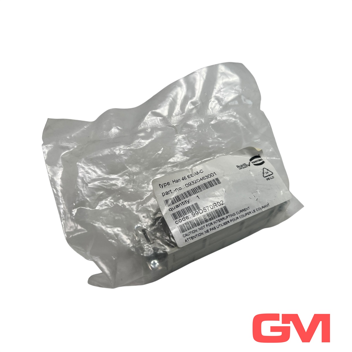 Harting 09320463001 Male Polycarbonate Crimp Termination Insert, Rated Current: 16 A, Size: 24 B, Contacts: 46 — Alimentatori e regolatori di potenza