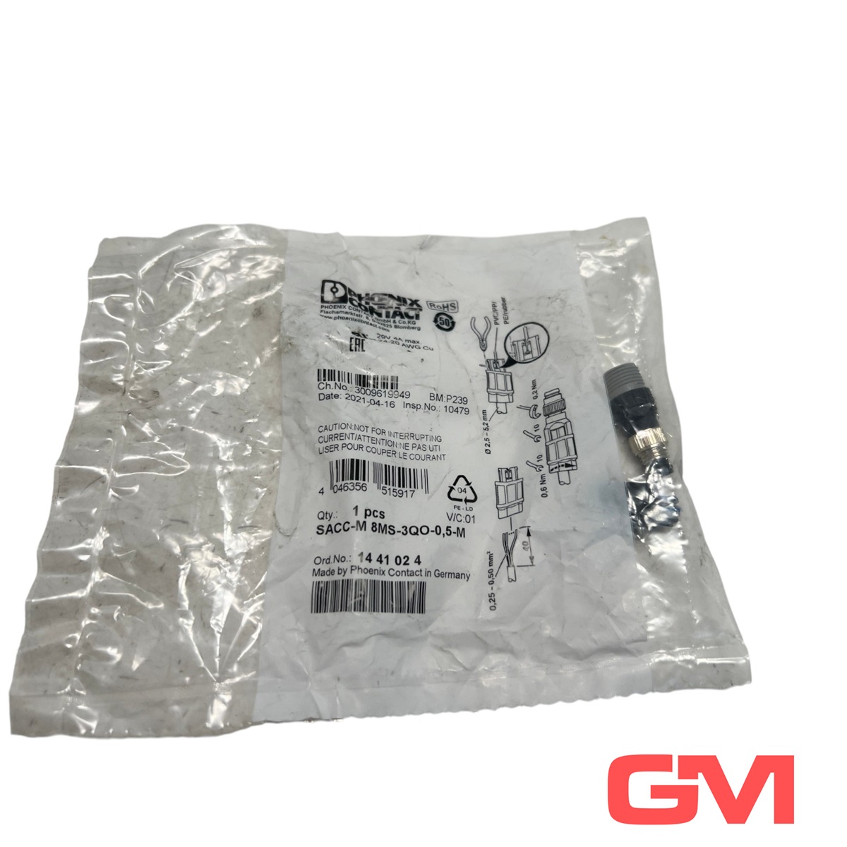 Phoenix Contact 1441024 SACC-M 8MS-3QO-0,5-M - Connector — Connectors & Plugs