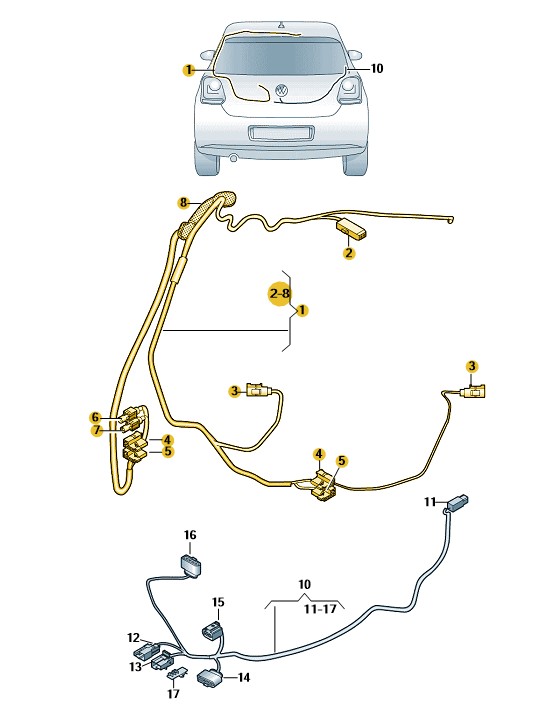 Original VW Polo 6R Kabelbaum Leitungssatz Heckklappe links 6C6971145A