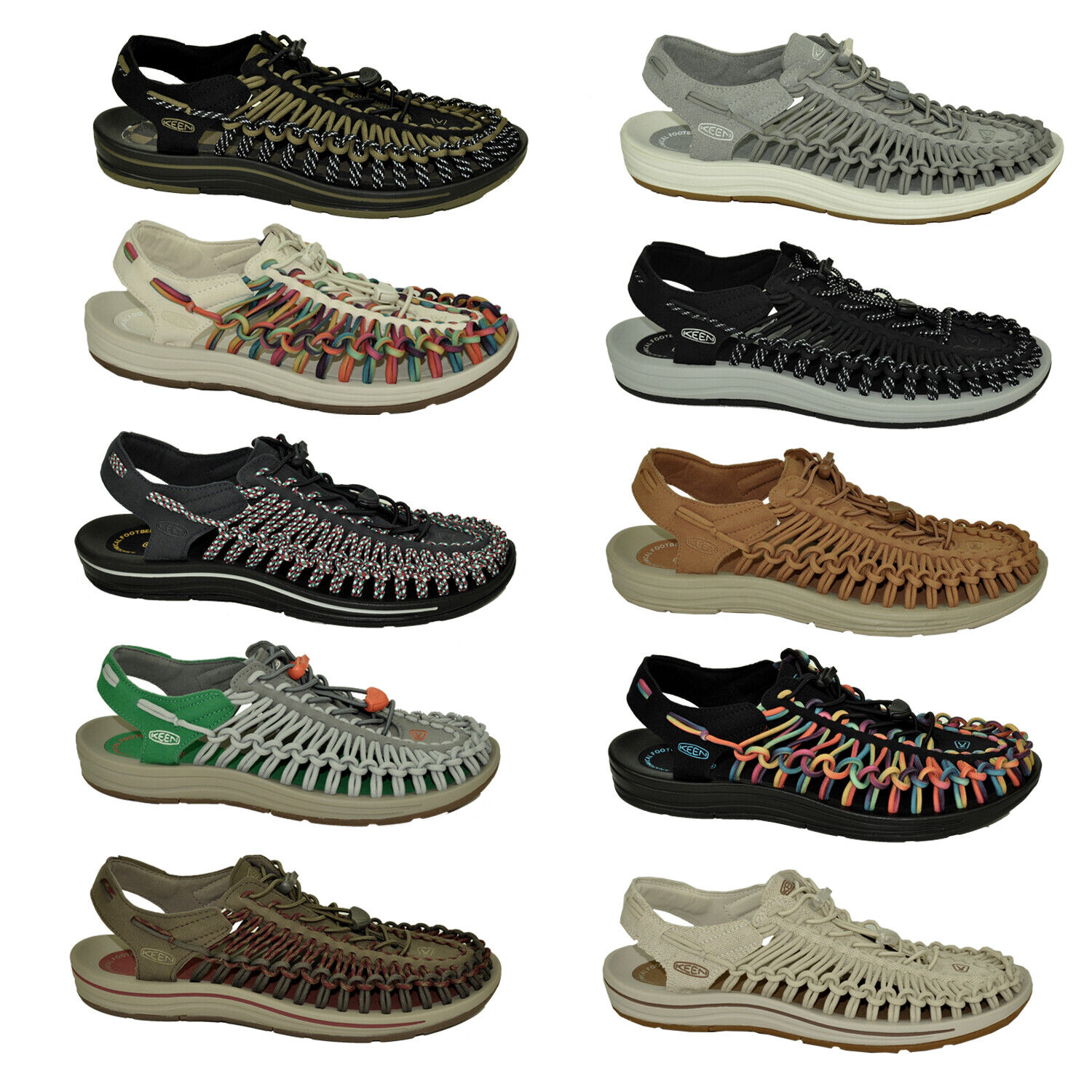 KEEN Uneek Sandalen Trekkingsandalen Ultra Leicht Leder Canvas Herren Sneaker Modell - Farbe 1026338 - Schwarz/Olive Schuhgröße EUR 41 - UK 7,5 - US 8,5
