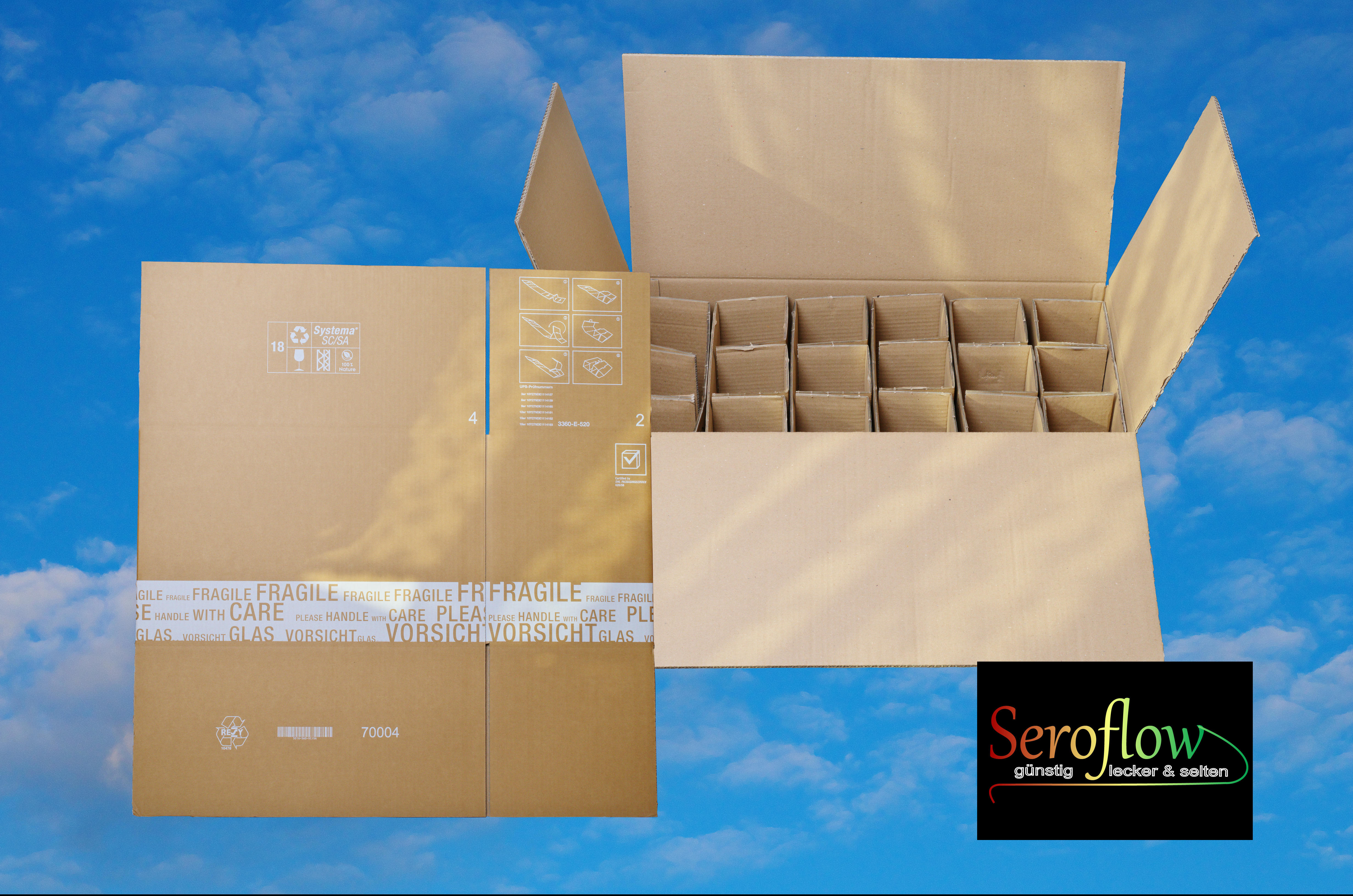 18 Weinflaschen Versandkarton 4er Set UPS + DHL Freigaben