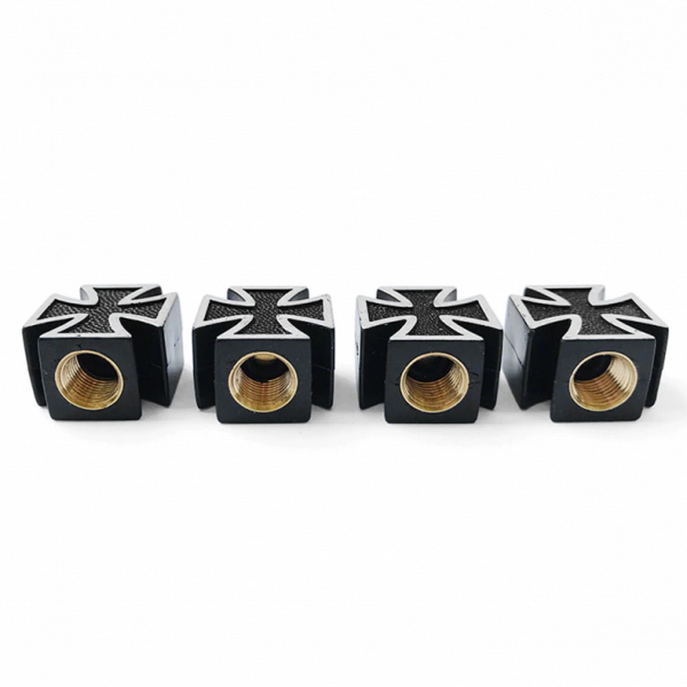 4 x Ventilkappen Eisernes Kreuz schwarz Kappen Auto Motorrad Fahrrad Ventilde.